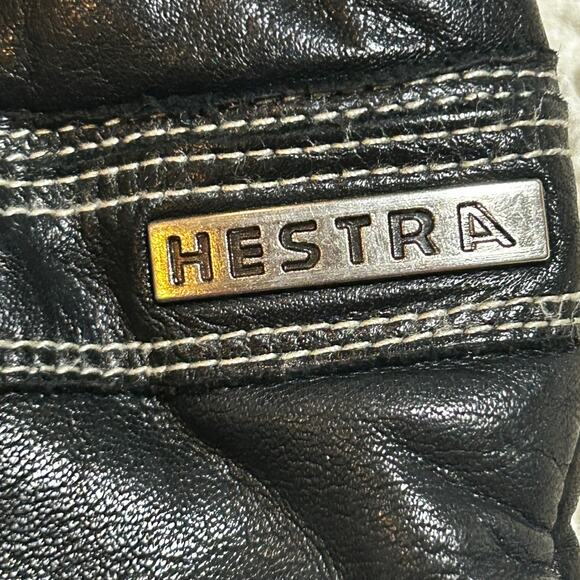 HESTRA Black Cowhide Leather Ski/Snowboard Gloves Size 9 - Picture 4 of 6